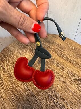 Bag Charm Dark Red Cherry Purse Charm Fruit Keychain Flair NEW FAST SHIP